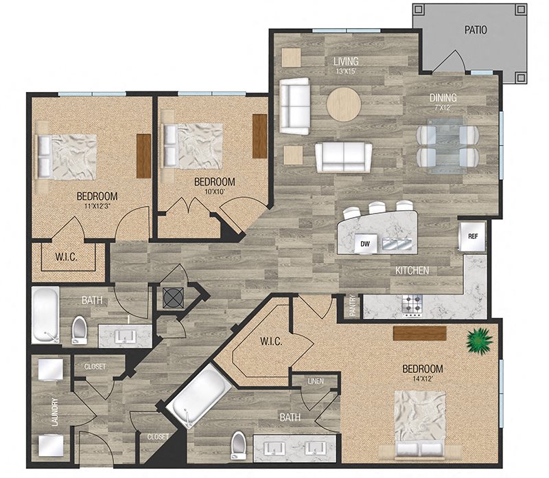 Two bedroom floor plan